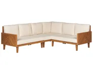 Garden Corner Sofa with Table 4 Seater BARATTI Acacia Wood Brown Left Hand_868948