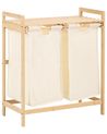 Set of 2 Laundry Baskets with Shelf AZUFRERA Bamboo Light Brown/ White 70 L