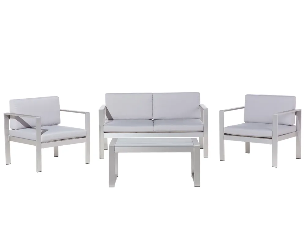Lounge Set mit Tisch 4-Sitzer SALERNO Metall Hellgrau