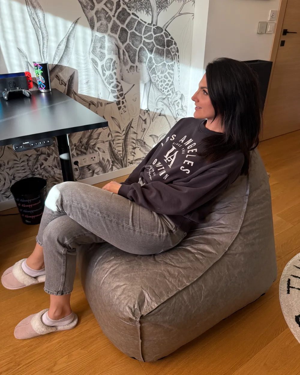 Bean Bag 200 L DROP 63 cm 75 cm Light Grey_1057028