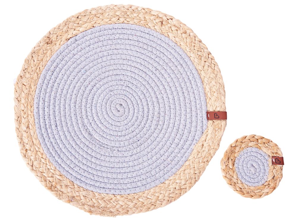 Placemats en onderzetters set ROSELLA Jute Katoen Grijs