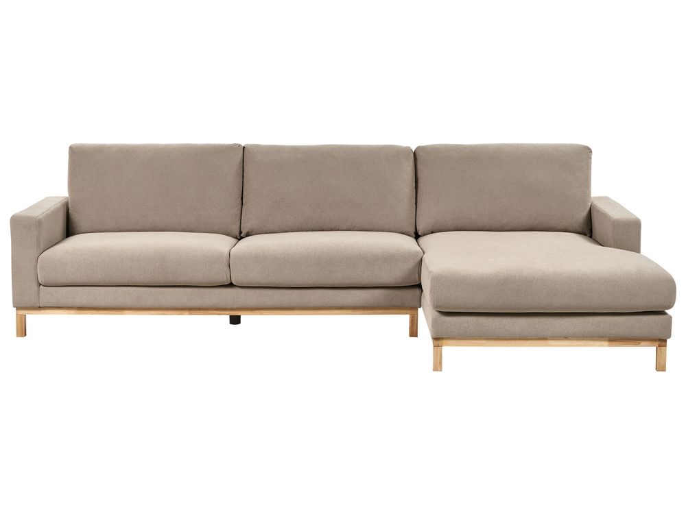 Canapé d'angle 4 places SIGGARD Tissu Taupe Côté gauche
