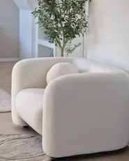 Living Room Set 4 Seater LEIREN Boucle White_967672