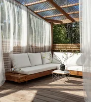 Garten Ecksofa 5-Sitzer MARETTIMO zertifiziertes Akazienholz Cremeweiß linksseitig_867103