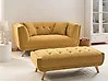 Sofa 2-Sitzer HABO mit Ottomane Stoff Senfgelb
