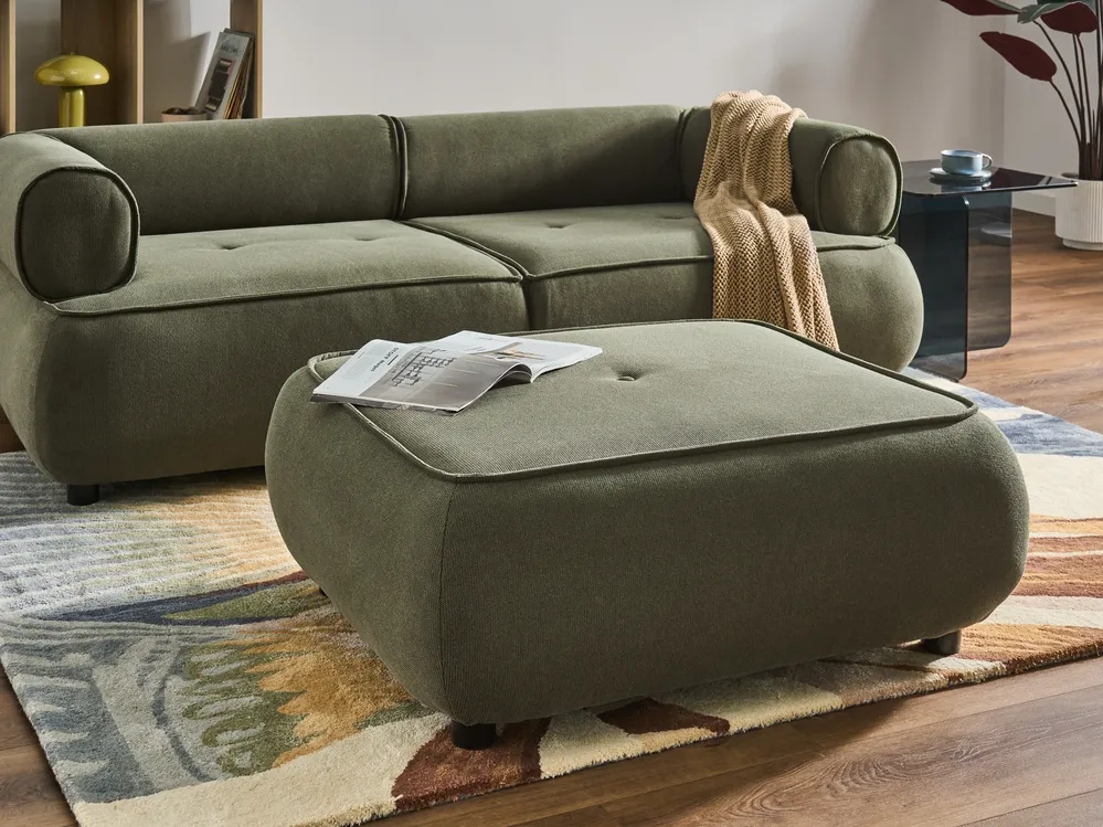Sofa 3-Sitzer SALLA mit Ottomane Stoff Grün_1058284