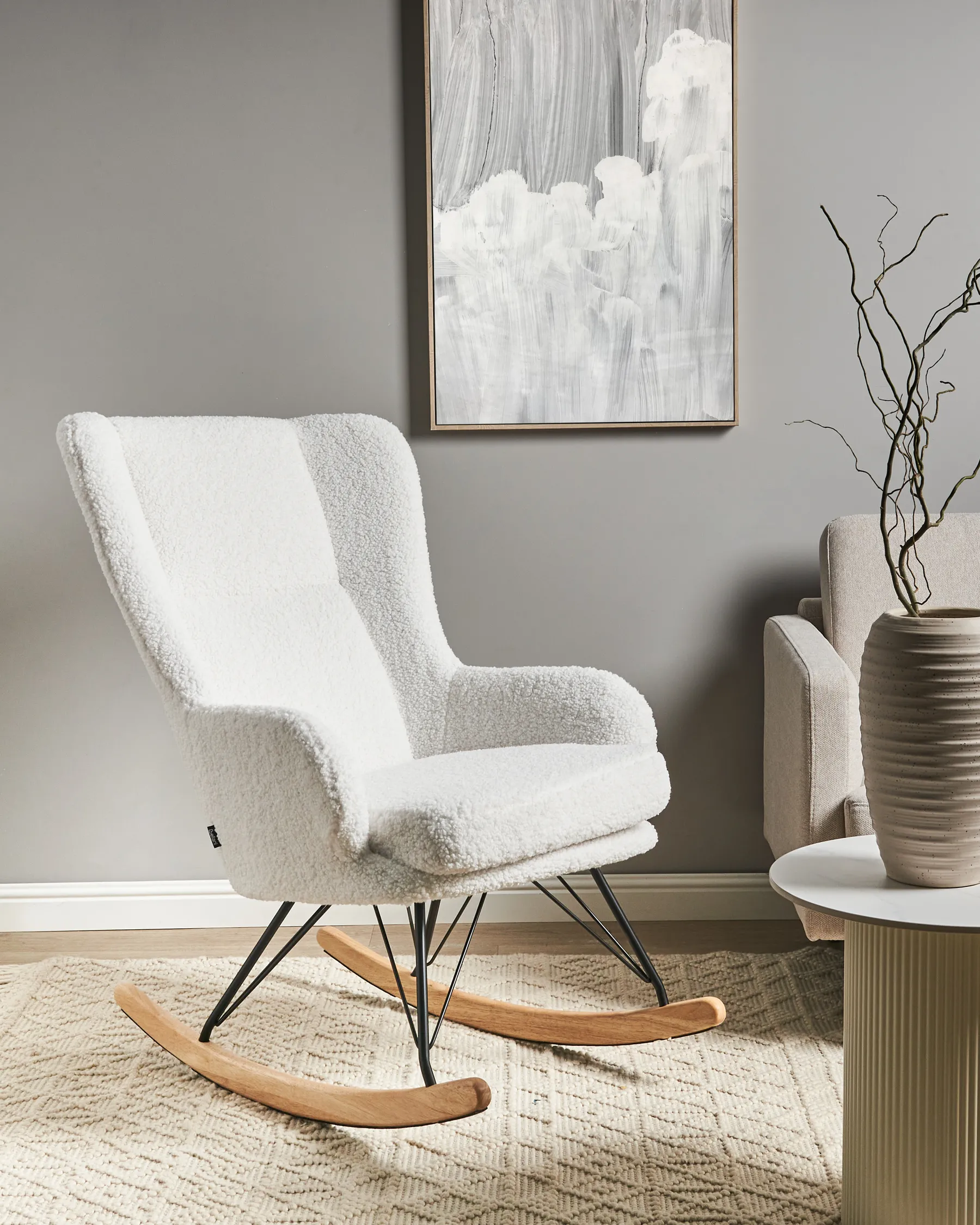 Schaukelsessel LUOMA Bouclé Cremeweiß_974513