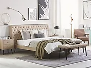Bett mit Lattenrost Kunstleder ESSONNE 160 x 200 cm Beige_1177700