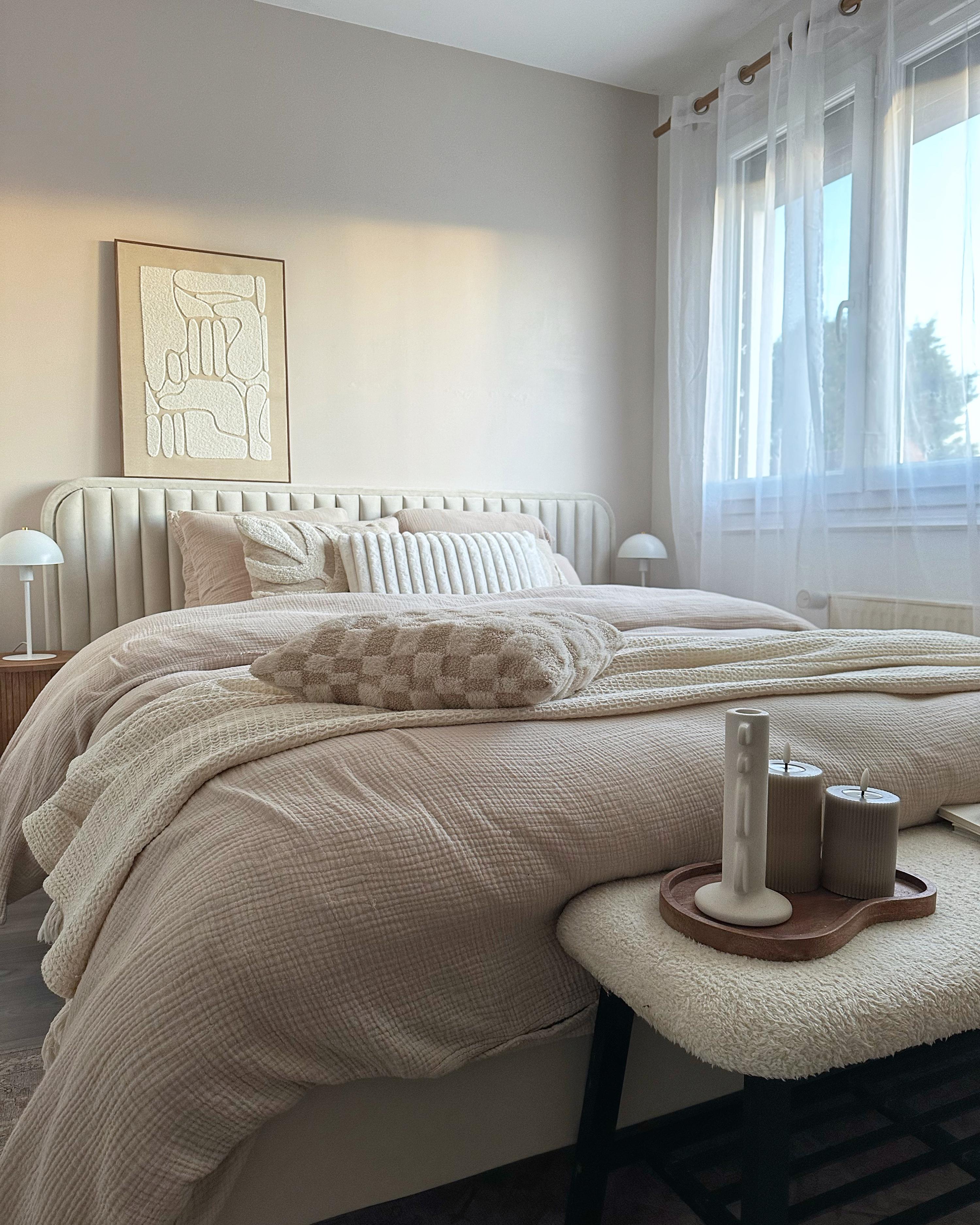 Bed Velvet BRIN 160 x 200 cm (EU King Size) Beige_973408