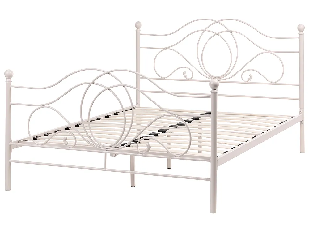 Bett mit Lattenrost Metall LYRA 140 x 200 cm Hellbeige_1162015