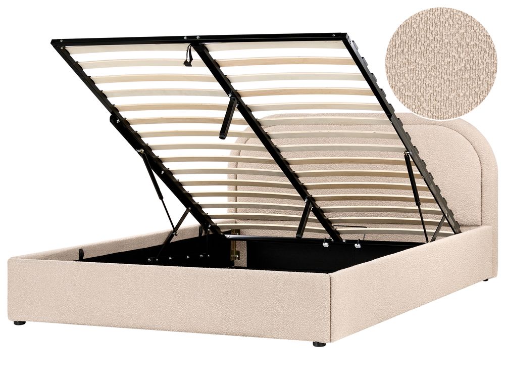 Lit ottoman QUILLIEN Bouclé Beige 160 x 200 cm