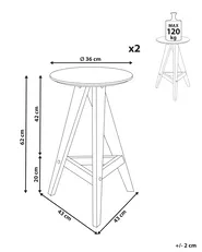 Set of 2 Bar Stools AROMA Wood Dark Brown_1054236