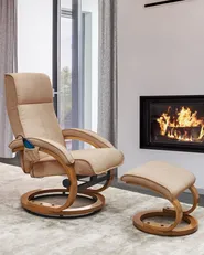 Massagestuhl HERO mit Fußstütze Stoff Beige_964749