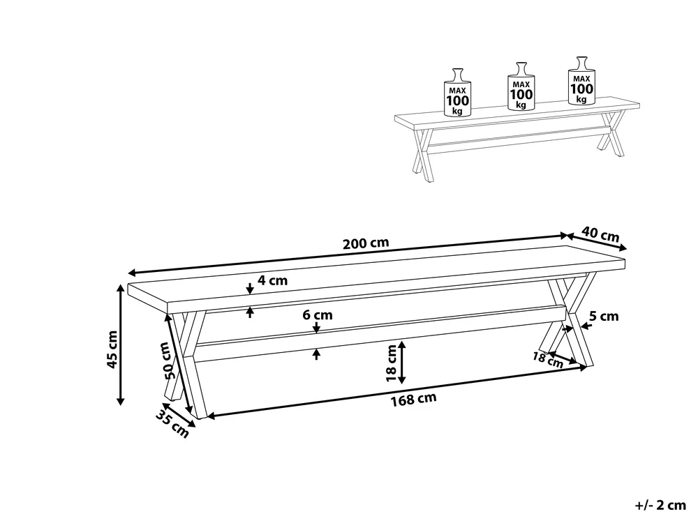 Gartenbank OLBIA 200 cm Beton Grau_807851