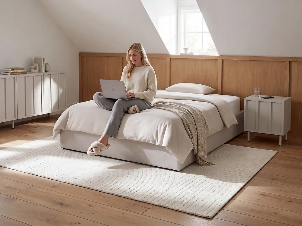 Ottoman Bed without Headboard DINAN Fabric Light Grey 120 x 200 cm (EU Small Double)_1188185