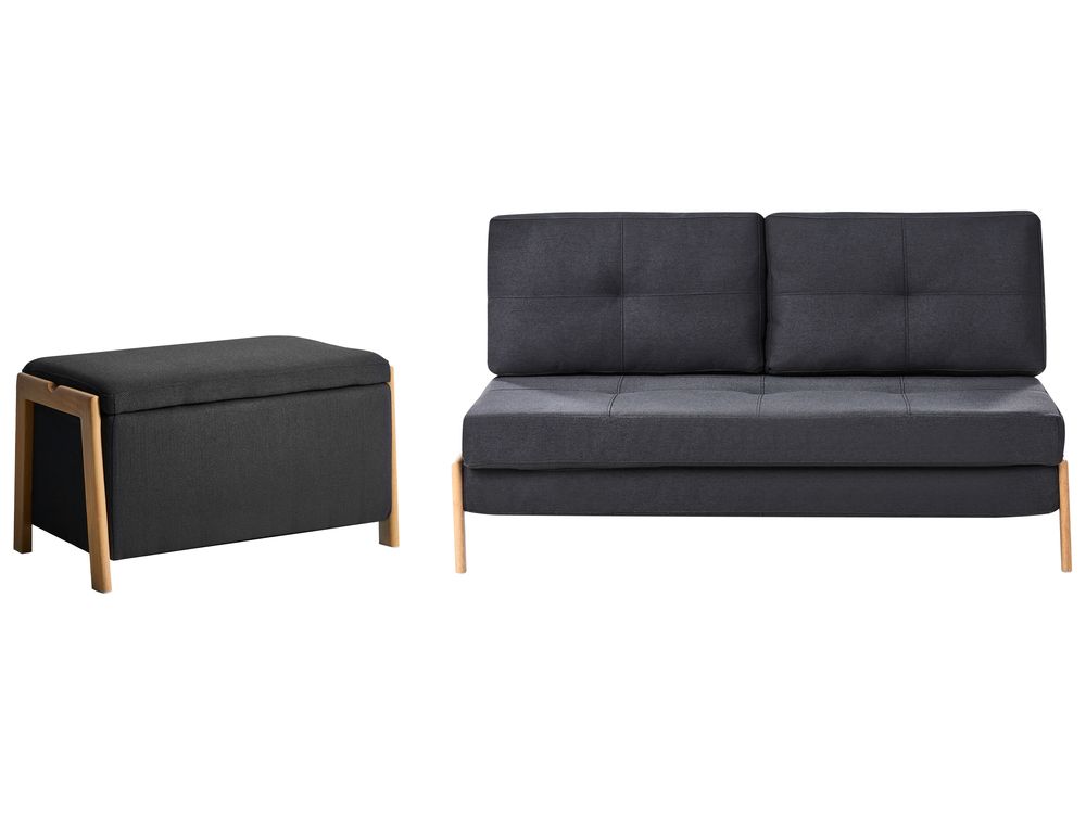 Ensemble de salon 3 places EDLAND avec banc Tissu Noir