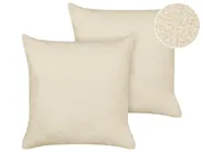 Dekokissen 2er Set LEUZEA 60 x 60 cm Bouclé Beige Ohne Muster_903516