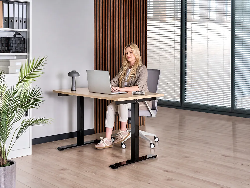 Elektrisch verstelbaar sta-bureau DESTINES Zwart/lichtbruin 120 cm 