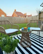 Bistro Set inkl. Kissen TRESTINA Polyrattan Hellbraun_887398