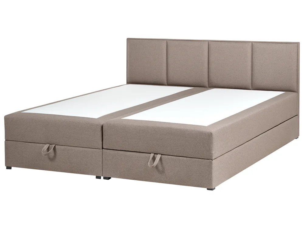 Divan Bed with Storage BARONET Fabric Taupe 180 x 200 cm (EU Super King)_1004619