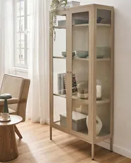 Glass Display Cabinet HARTY 80 cm Metal Beige_1067778