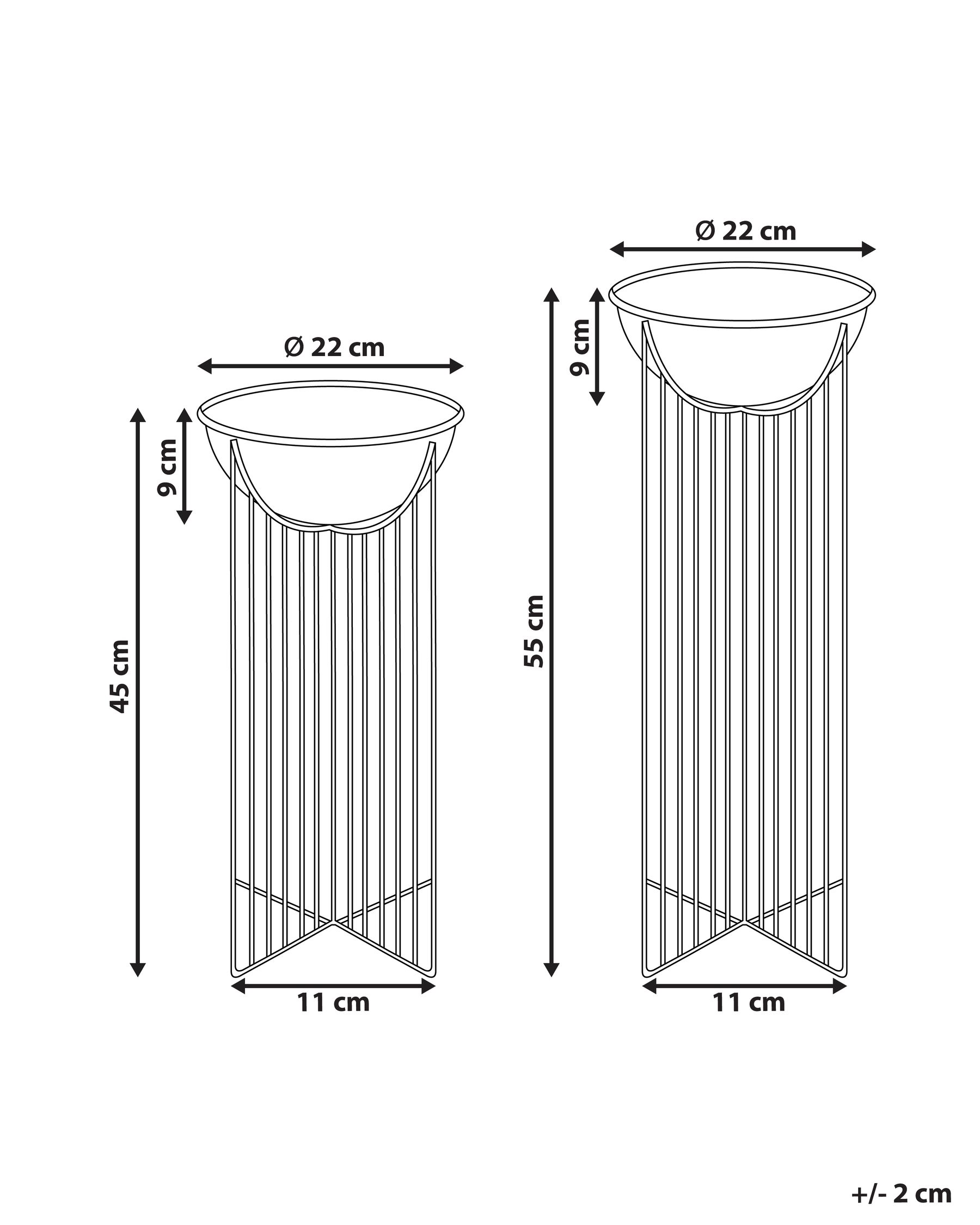 Blumentopf mit Beinen 2er Set FICARIA 22 cm Metall Rosa_933789