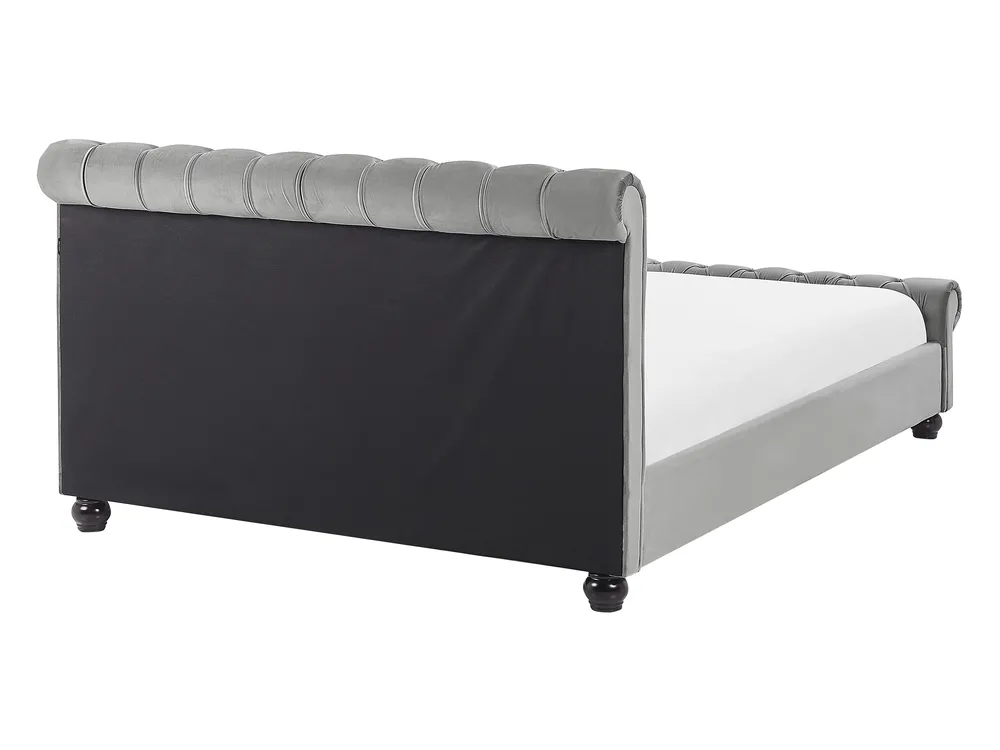 Krevet Samet AVALLON 140 x 200 cm Sivi_844238