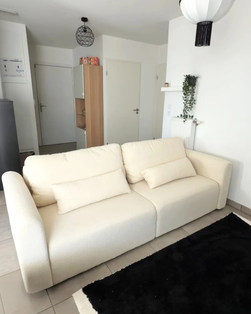 Schlafsofa 3-Sitzer VAXHOLM mit Stauraum Bouclé Cremeweiß_1051595