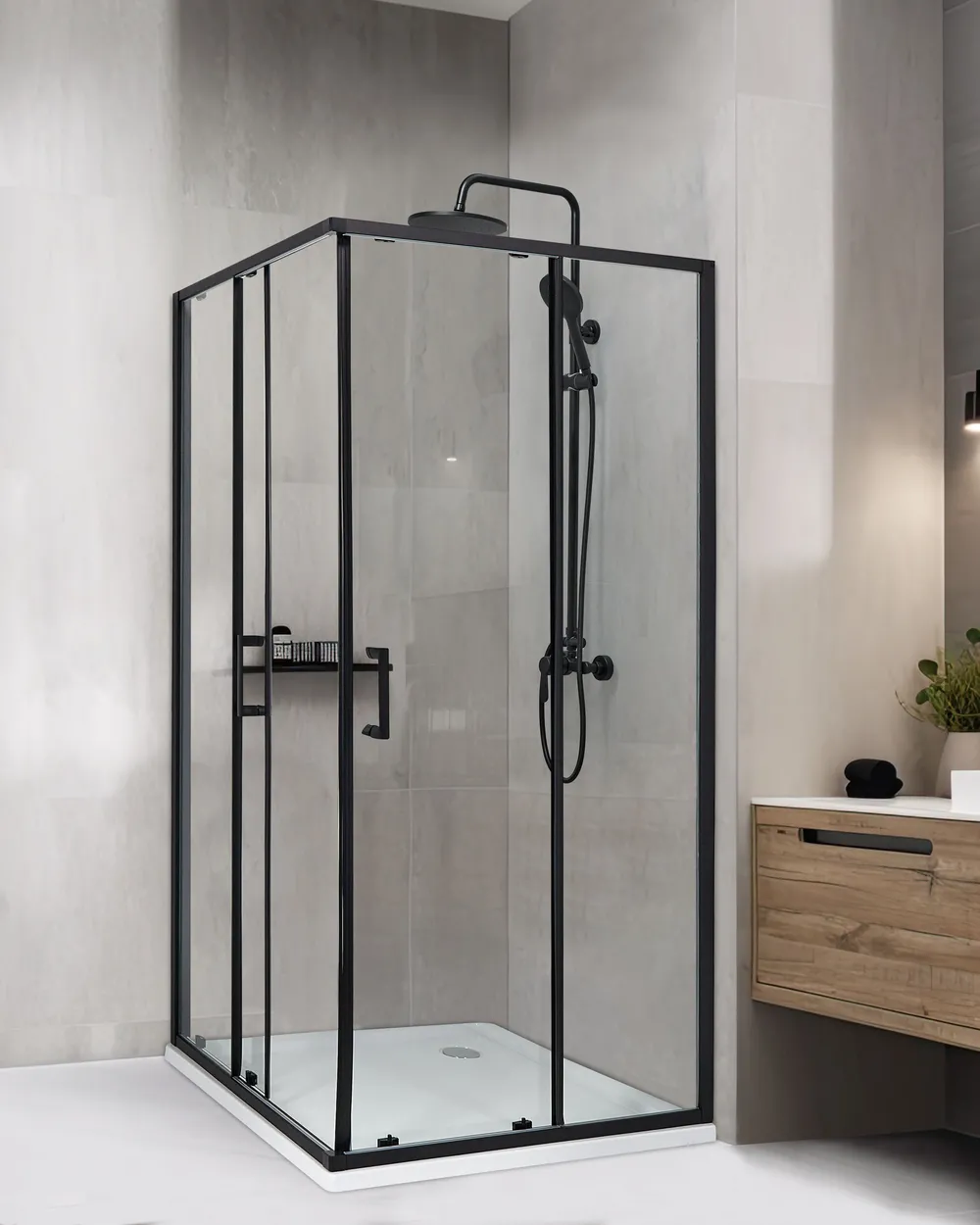 Shower Enclosure TELA 900 x 900 x 1850 mm Black
