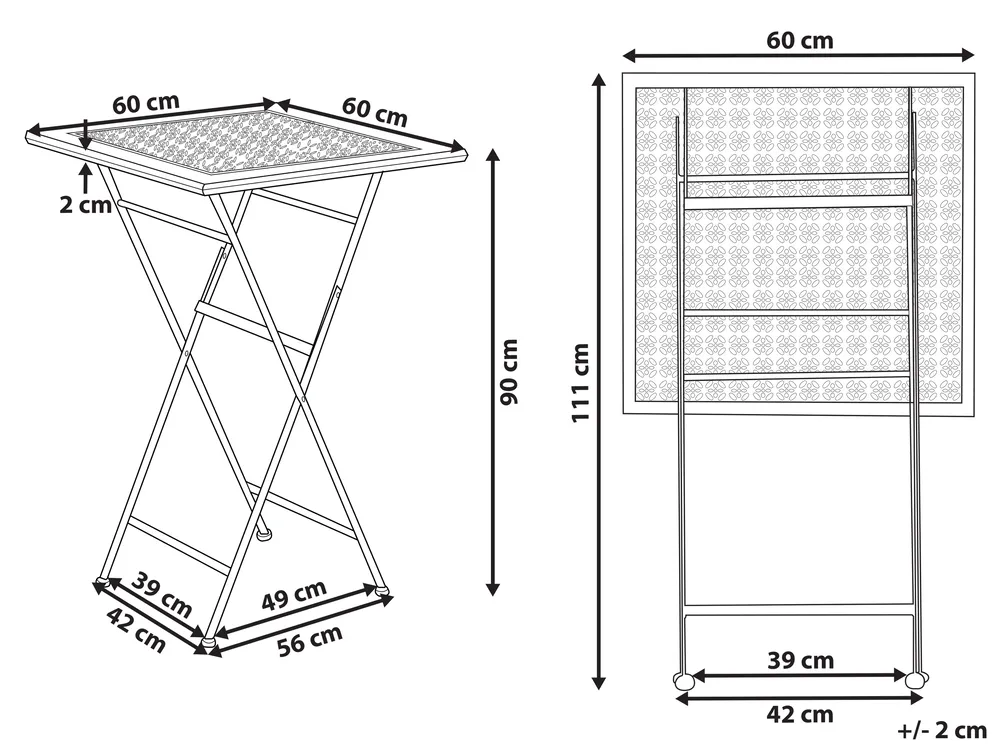 Garten Bartisch BORMIO 60 cm 60 cm Metall Schwarz_966363