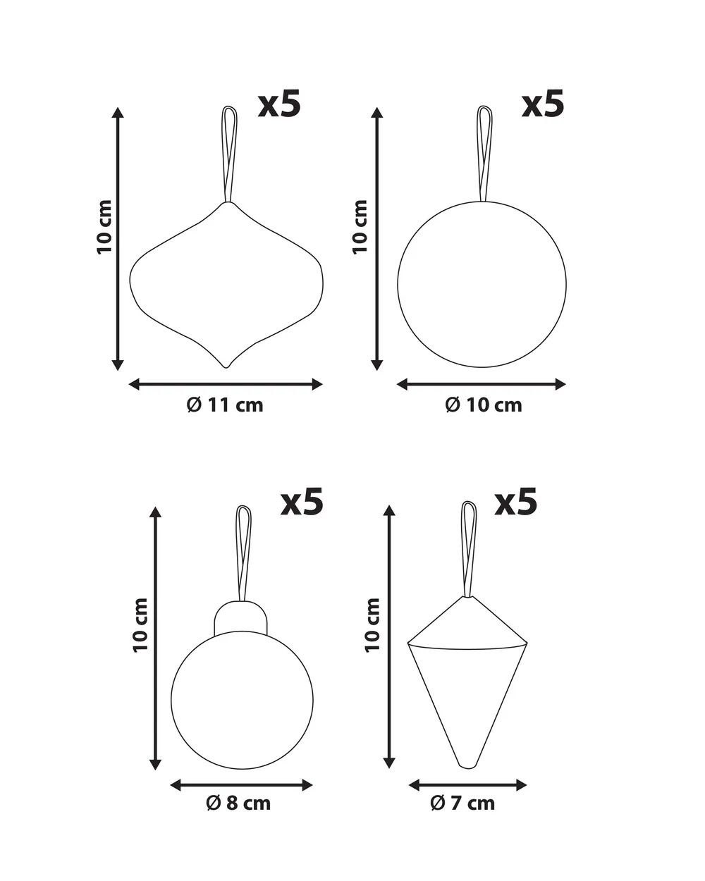 Set of 20 Christmas Tree Ornaments JOLSTRA Paper Beige_1030490