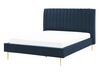 Bett mit Lattenrost Samtstoff MARVILLE 140 x 200 cm Dunkelblau