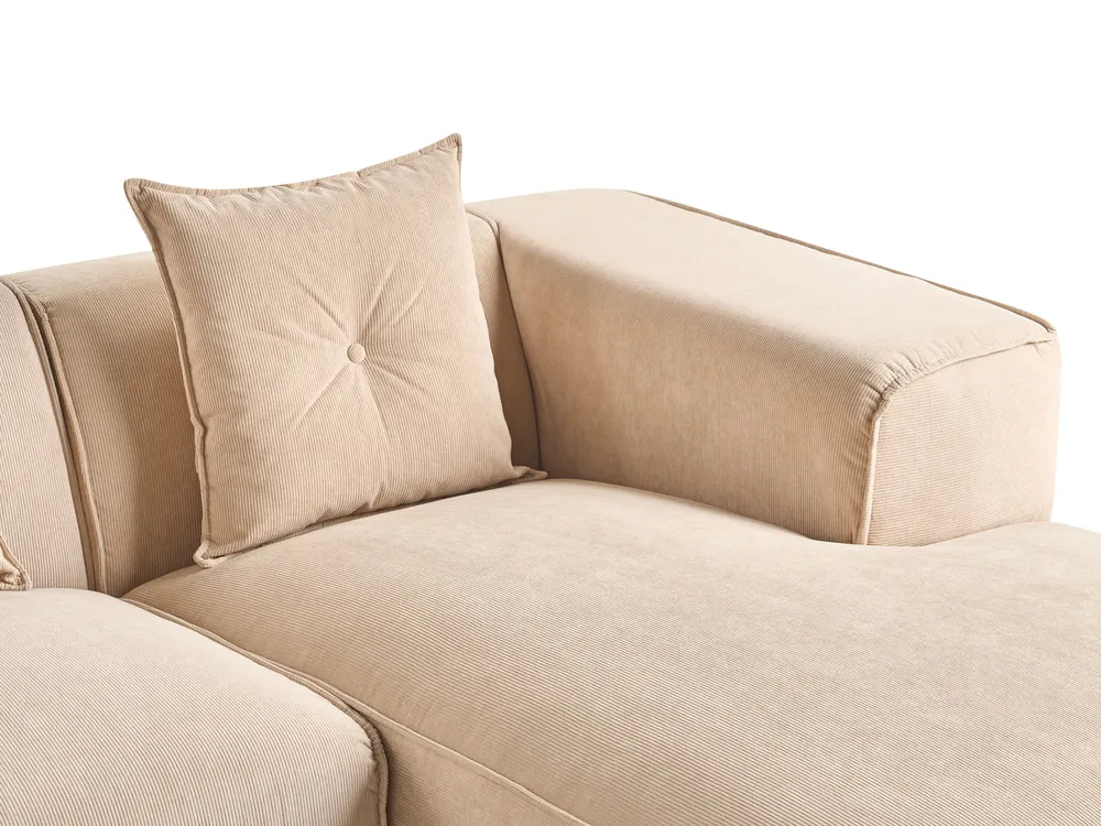 Corner Sofa 3 Seater DOLVA Corduroy Beige Left Hand_871856