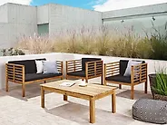 Lounge Set mit Tisch 4-Sitzer PACIFIC Akazienholz Schwarz_1176820