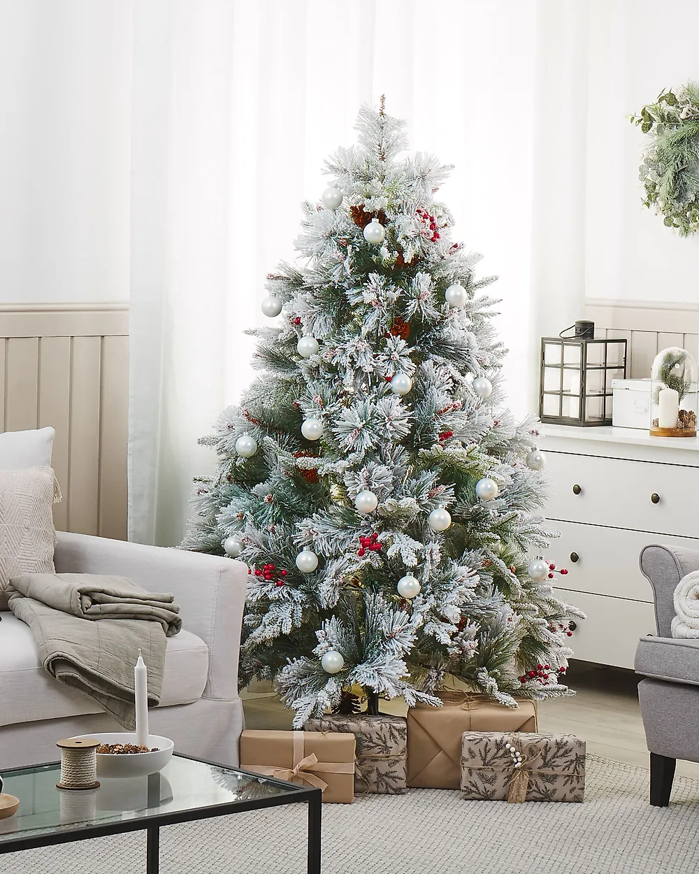 Künstlicher Weihnachtsbaum mit Schnee MASALA 180 cm Weiß_1178262