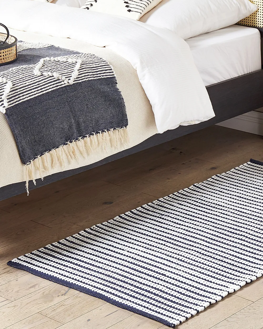 Rug SOFULU Navy Blue 80 x 150 cm Cotton_1184523