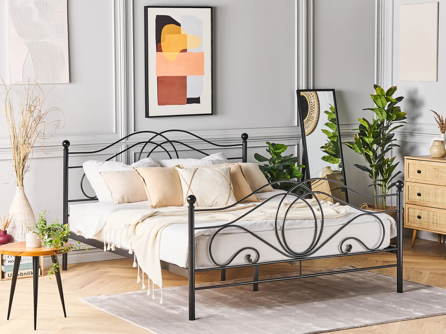 Bett mit Lattenrost Metall LYRA 160 x 200 cm Schwarz_676914