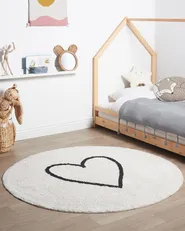 Kinderteppich HEART Beige ø 140 cm Baumwolle_903817
