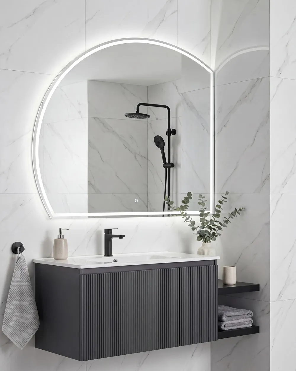 LED Bathroom Mirror OZENAY 100 cm 100 cm Silver_1087998