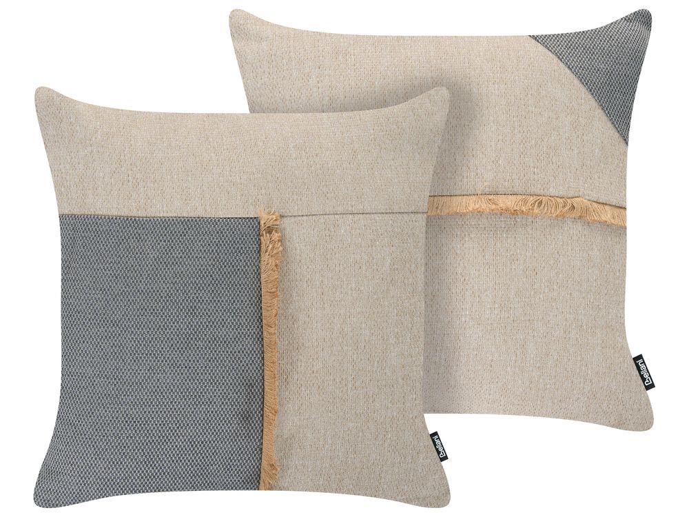 Set van 2 tuinkussens CARYOTA effen 45 x 45 cm Beige