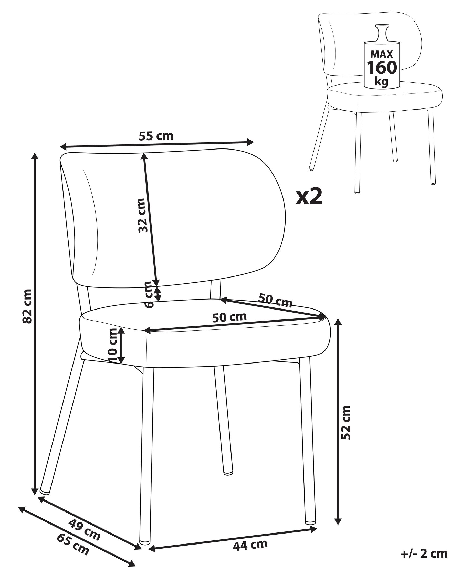 Set of 2 Dining Chairs WONDER Boucle Off-White_1058446