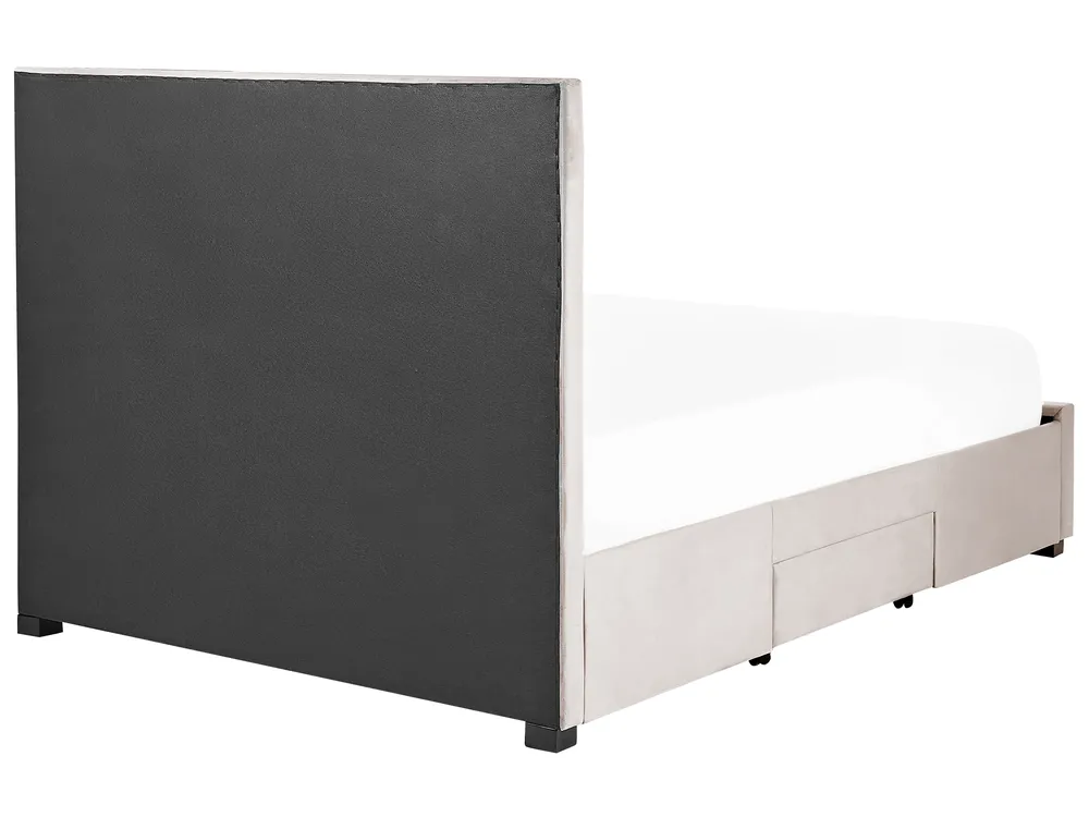 Bed with Storage Drawers LIEVIN Velvet Beige 140 x 200 cm (EU Double)_858026