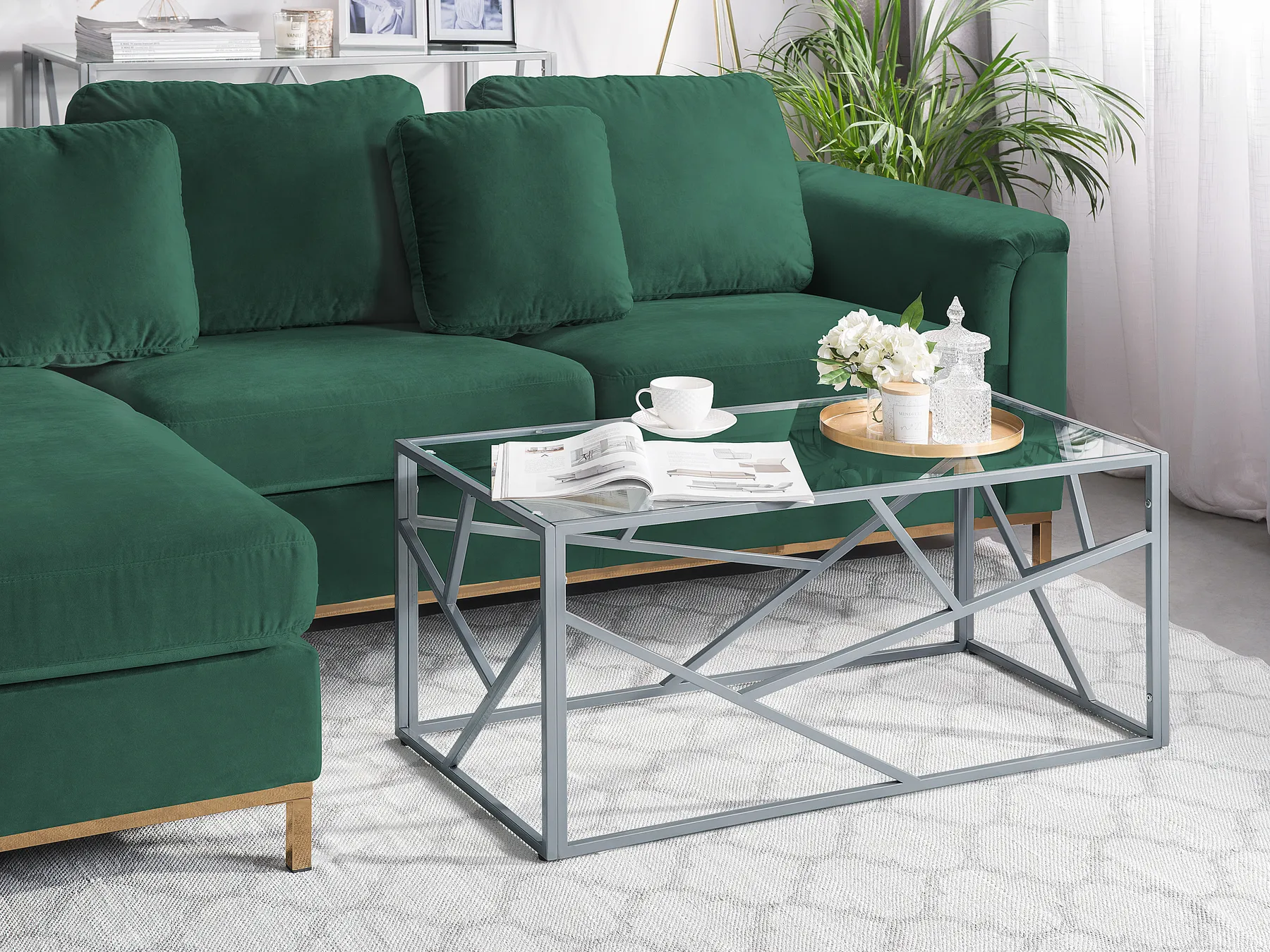 Couchtisch ORLAND Glas Silber_767895