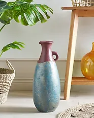 Decorative Vase VELIA 50 cm Ceramic Blue_1185804