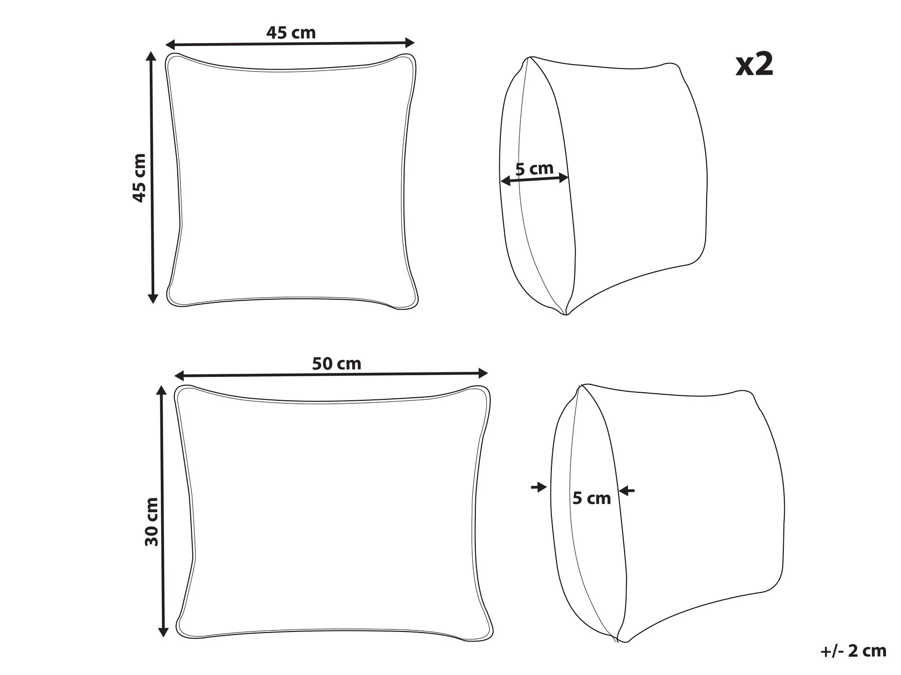 Dekokissen 3er Set PENTACE 30 x 50 cm 45 x 45 cm Baumwolle Rosa Ohne Muster_1040537