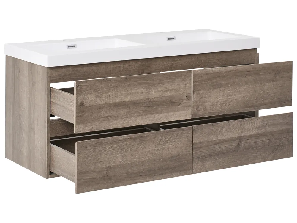 Wandmontierter Waschbeckenunterschrank mit Doppelwaschbecken VIEDMA Taupe_1004988
