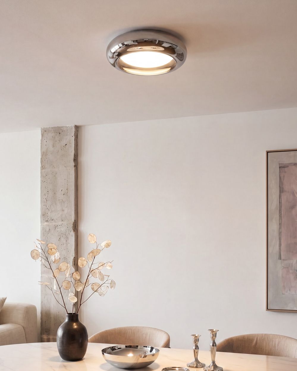 LED Deckenlampe NITH mit Dimmer Glas Silber