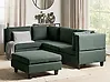 Modul Ecksofa 4-Sitzer UNSTAD mit Ottomane Stoff Dunkelgrün rechtsseitig