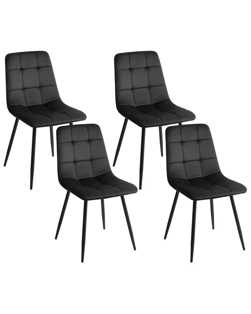 Esszimmerstuhl 4er Set POWELL Samtstoff Schwarz