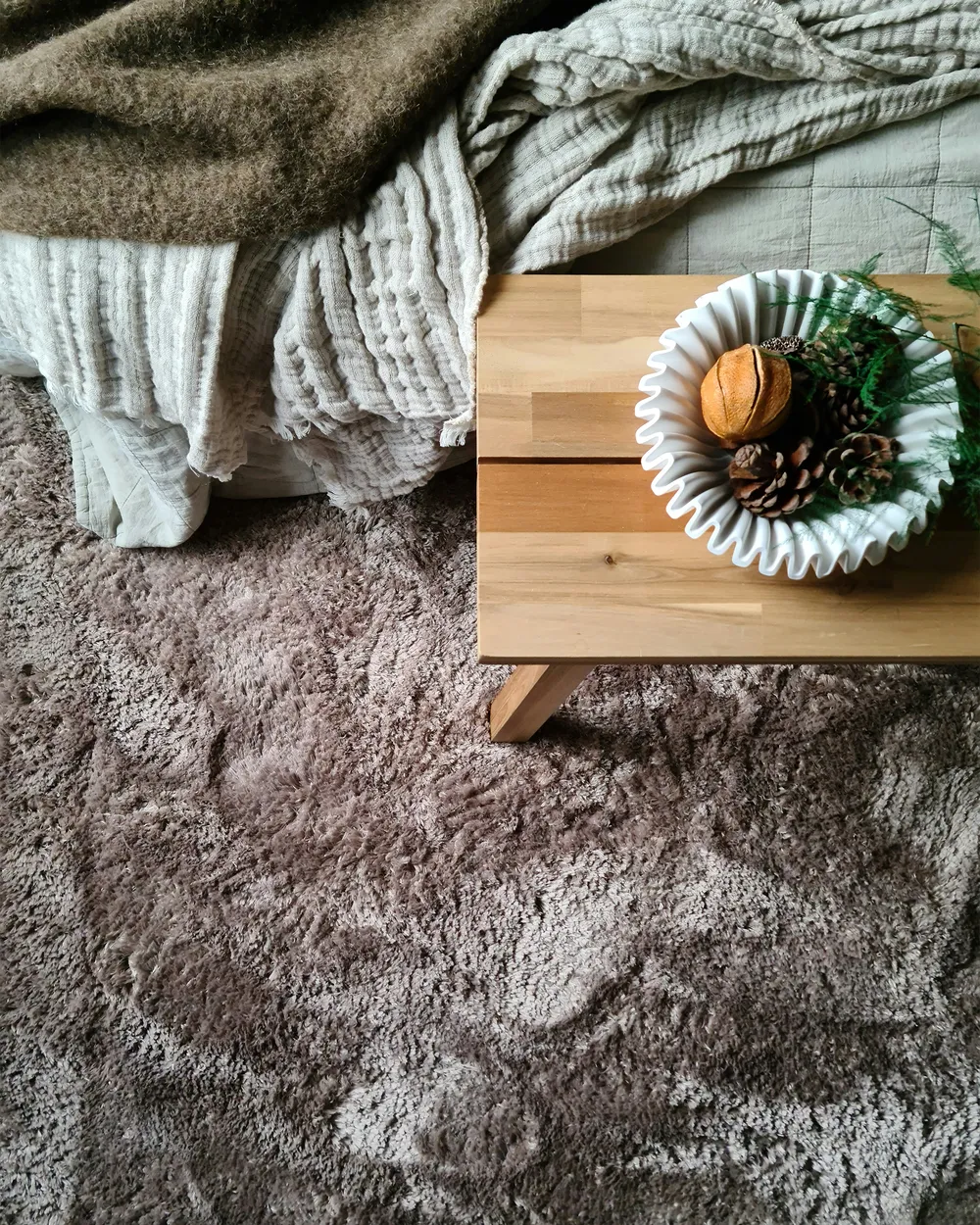 Zottelteppich EVREN Hellbraun 200 x 200 cm_977579